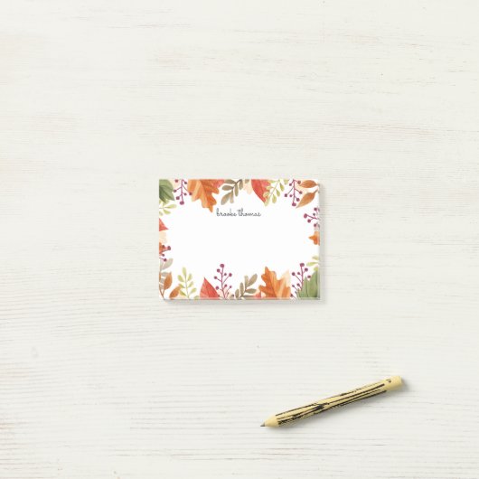 Post-it® Feuillage d'automne personnalisé (Sur un bureau)