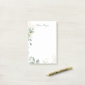 Post-it® Feuillage vert et doré (Sur un bureau)