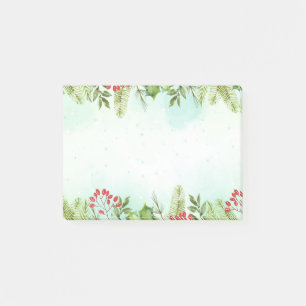 Post-it® Feuille botanique de Noël à la baie de houx aquare