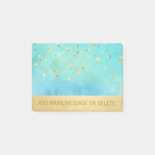 Post-it® Feuille d'or bleue personnalisée de Faux