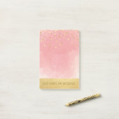 Post-it® Feuille d'or rose personnalisée de Faux (Sur un bureau)