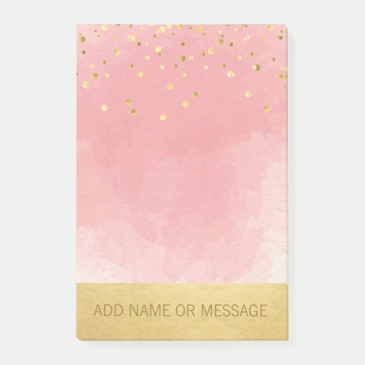 Post-it® Feuille d'or rose personnalisée de Faux (Devant)