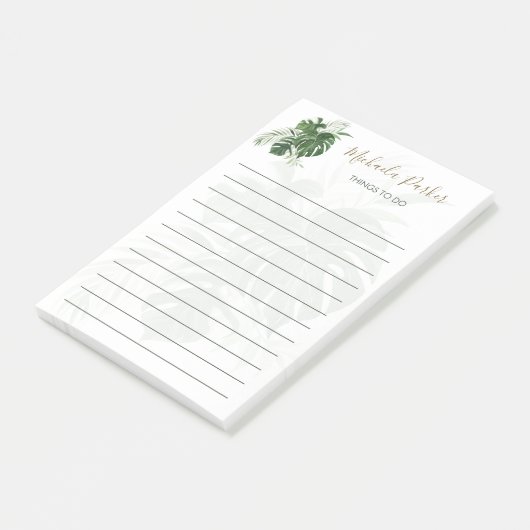 Post-it® Feuille tropicale verdure Élégant Script (Incliné)