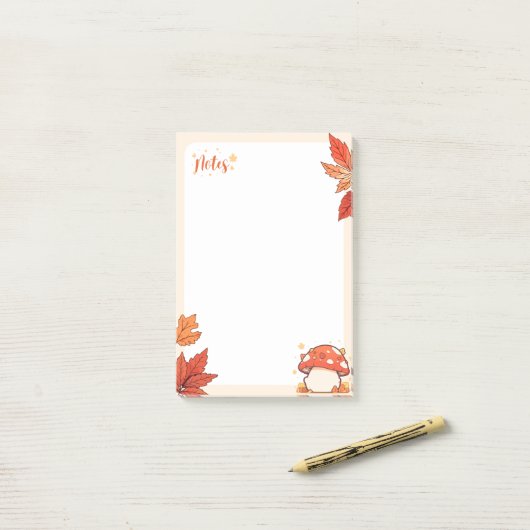 Post-it® Feuilles automnales Champignon d'automne Notes pos (Sur un bureau)