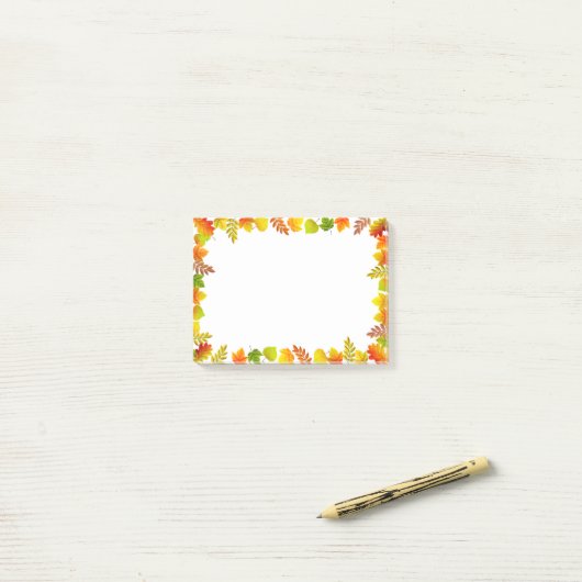 Post-it® Feuilles automnales en blanc (Sur un bureau)