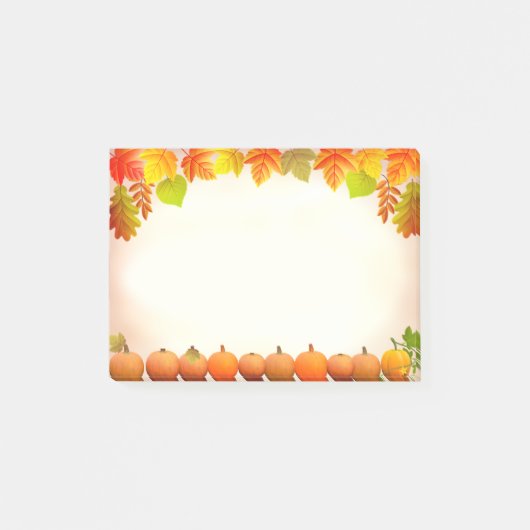 Post-it® Feuilles d'automne et citrouilles sur parchemin (Devant)