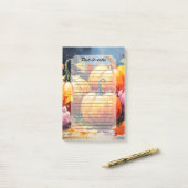 Post-it® Feuilles d'automne rustiques Citrouilles colorées (Sur un bureau)