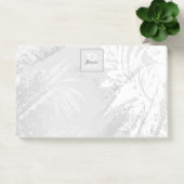 Post-it® Feuilles de palme d'argent monogramme élégant (Bureau)