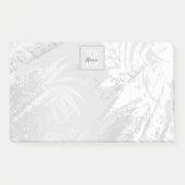 Post-it® Feuilles de palme d'argent monogramme élégant (Devant)
