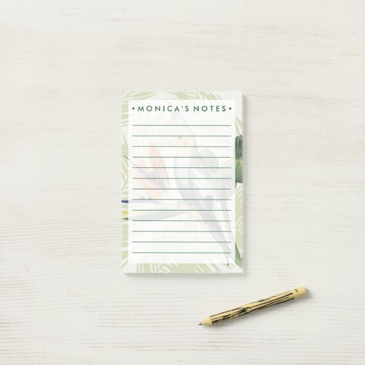 Post-it® Feuilles de palmiers à oiseaux noirs (Sur un bureau)