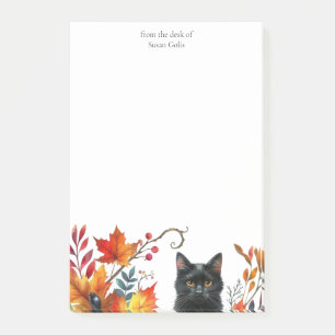 Post-it® Feuilles de saison automnale Chat noir personnalis