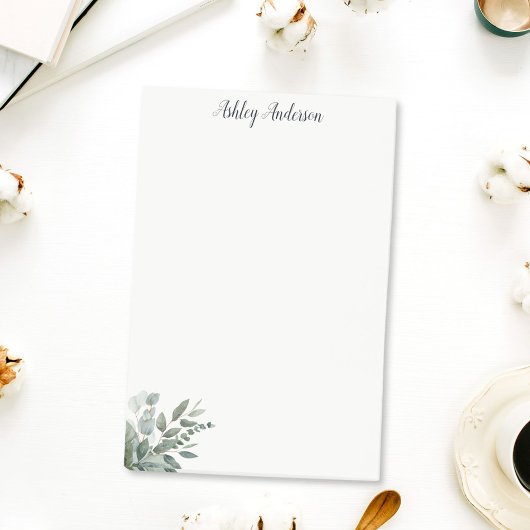 Post-it® Feuilles d'eucalyptus gris-vert tropical aquarelle