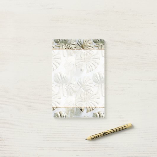 Post-it® Feuilles tropicaux Gold Green (Sur un bureau)