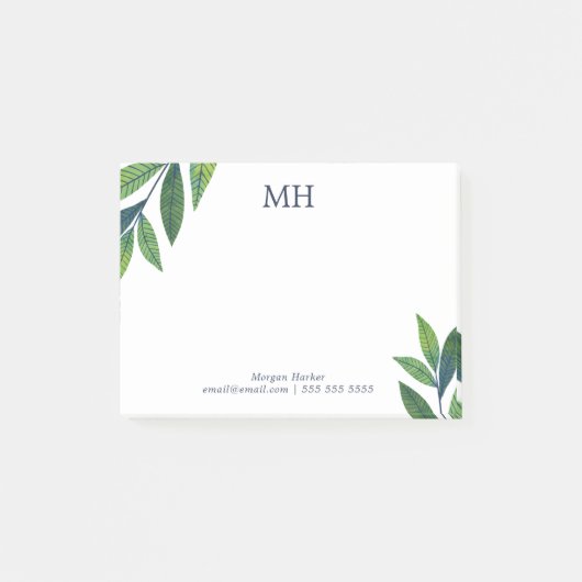 Post-it® Feuilles vert émeraude Monogramme (Devant)