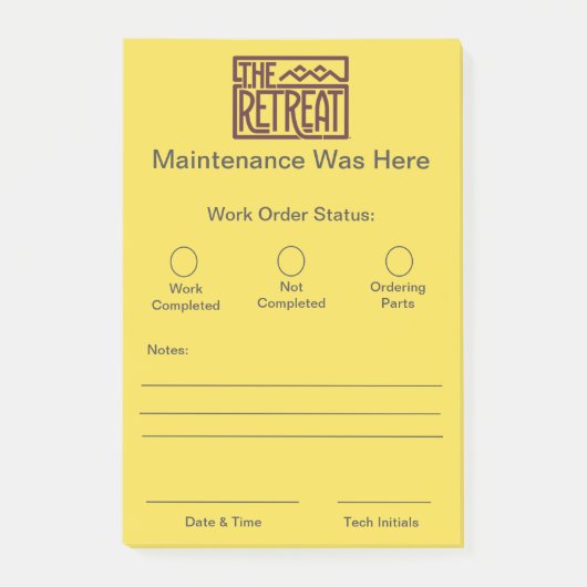 Post-it® Feuillets d'ordre de travail (Devant)