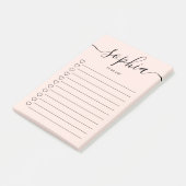 Post-it® Fille à faire Liste Monogramme Calligraphie rose (Incliné)