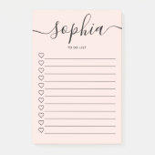 Post-it® Fille à faire Liste Monogramme Calligraphie rose (Devant)