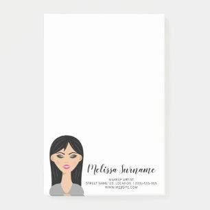 Post-it® Fille aux cheveux noirs Illustration Maquilleuse s