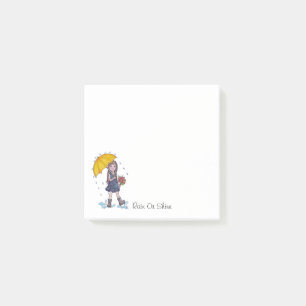 Post-it® Fille Avec Parapluie Jaune En Aquarelle