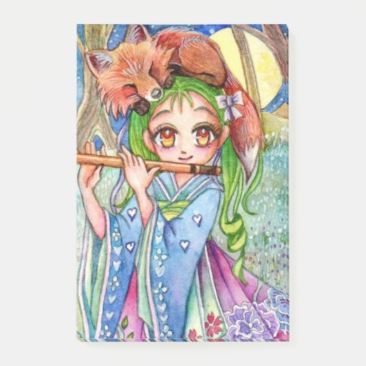 Post-it® Fille avec Renard dormant (Devant)