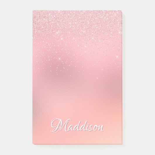 Post-it® Fille Blush Pink Silver Parties scintillant Nom pe (Devant)