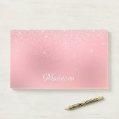 Post-it® Fille Blush Pink Silver Parties scintillant Nom pe (Sur un bureau)