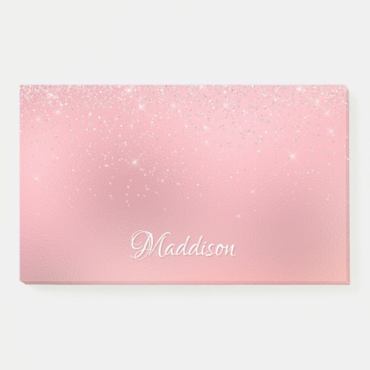 Post-it® Fille Blush Pink Silver Parties scintillant Nom pe (Devant)