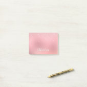 Post-it® Fille Blush Pink Silver Parties scintillant Nom pe (Sur un bureau)