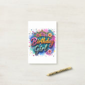 Post-it® Fille d'anniversaire léopard floral (Sur un bureau)
