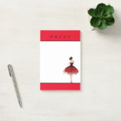 Post-it® Fille dansante/robe magnifique/rouge et noir/nom (Bureau)