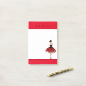 Post-it® Fille dansante/robe magnifique/rouge et noir/nom (Sur un bureau)