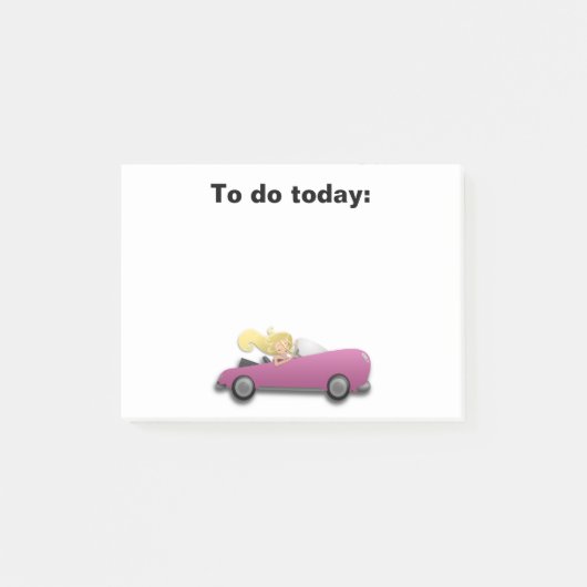 Post-it® Fille en magenta / voiture rose Post It Note (Devant)