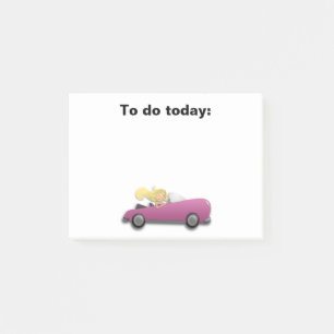 Post-it® Fille en Magenta / Voiture rose Poster It Note