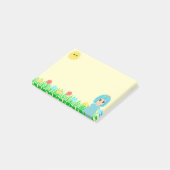 Post-it® Fille mignonne, soleil, fleurs et herbe (Incliné)