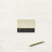 Post-it® Fille moderne élégante, Noir, Crème, Chat (Sur un bureau)