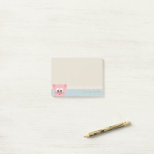 Post-it® Fille moderne, Pois, Chat (Sur un bureau)