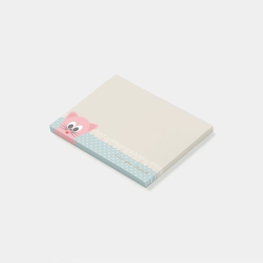 Post-it® Fille moderne, Pois, Chat (Incliné)