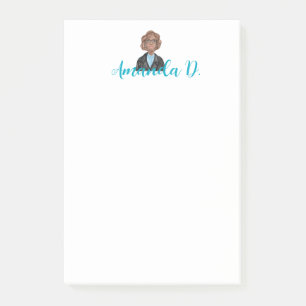 Post-it® Fille noire avec lunettes Personnalisée