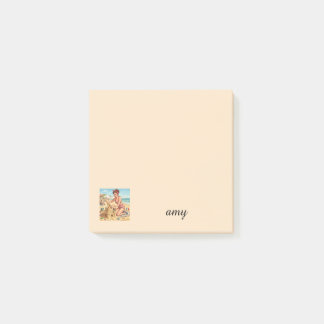 Post-it® Fille Pin Up Vintage Construisant un Château de Sa