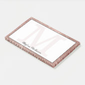 Post-it® Fille Rose Gold Glam Étincelle Monogramme Nom Gran (Incliné)