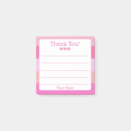 Post-it® Fille Rose Grattez Votre Nom Et Coeur Merci (Devant)