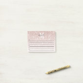 Post-it® Fille rose Rose Monogramme or Parties scintillant  (Sur un bureau)