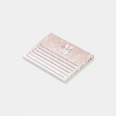 Post-it® Fille rose Rose Monogramme or Parties scintillant  (Incliné)