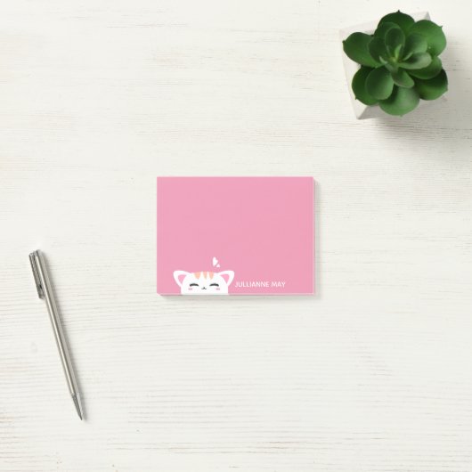 Post-it® Filles Nom Pastel Pink Cute Kitty (Bureau)