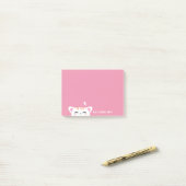 Post-it® Filles Nom Pastel Pink Cute Kitty (Sur un bureau)