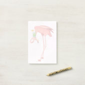 Post-it® Flamant rose avec cocktail (Sur un bureau)