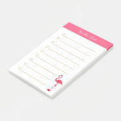Post-it® Flamant rose & calligraphie sur ligné blanc (Incliné)