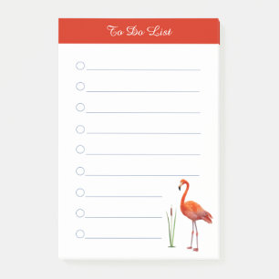 Post-it® Flamant rose & calligraphie sur papier ligné blanc