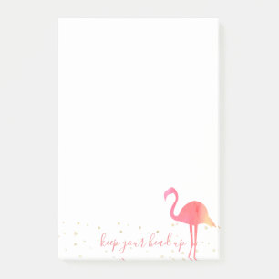 Post-it® Flamant rose d'aquarelle rose Gardez la tête haute