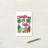Post-it® Flamant rose de Noël en juillet (Sur un bureau)